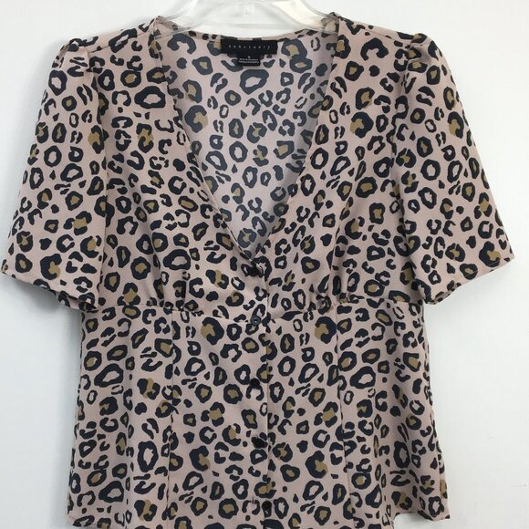 Sanctuary Animal Print V-neck Button Down Blouse Size S EXCELLENT Condition - Picture 1 of 7